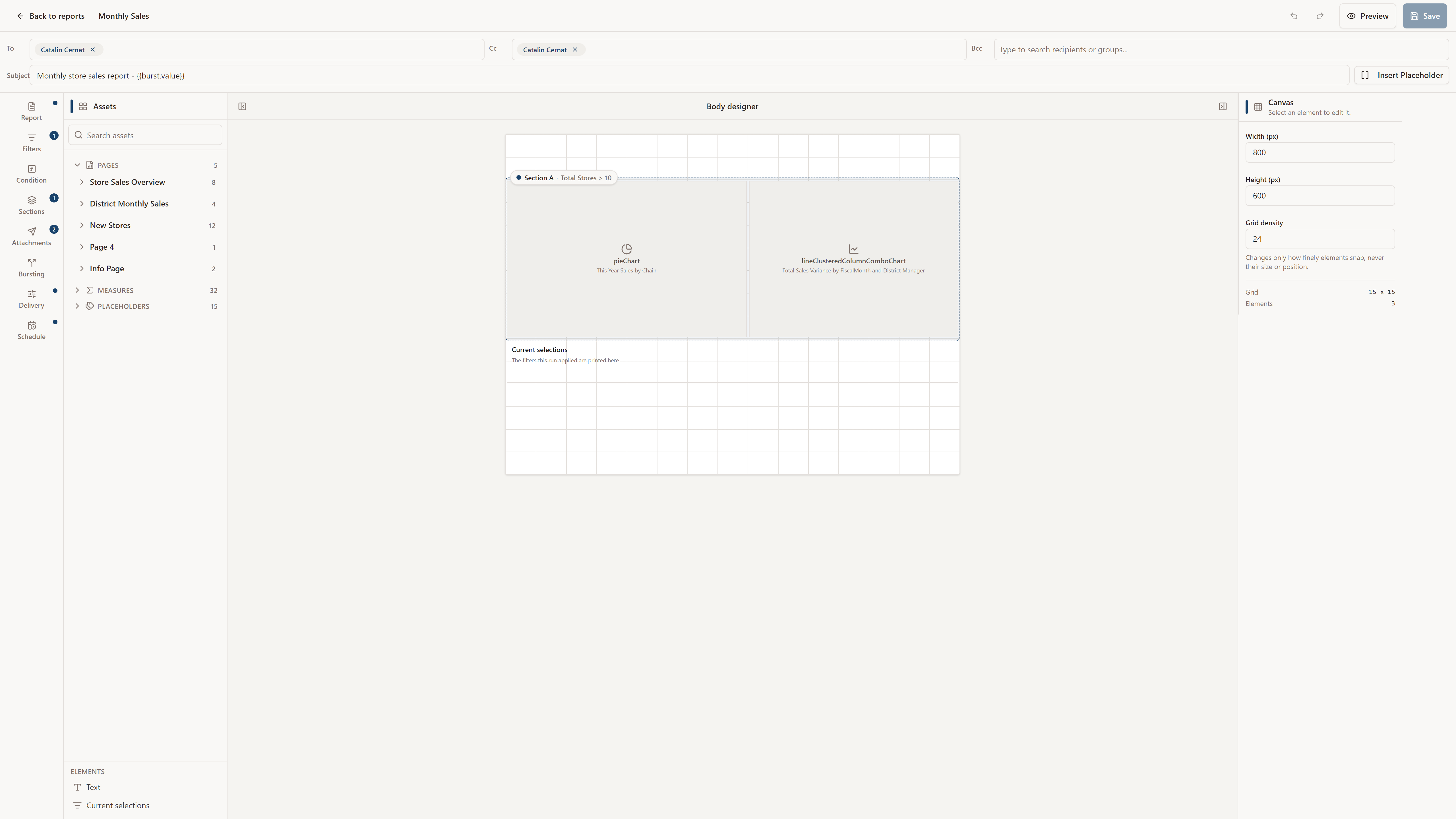 KPImailer for Power BI report editor
